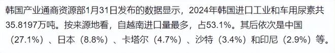 韩欲将中国踢出尿素供应链转头找越南大量进口得知源头很意外(图9)