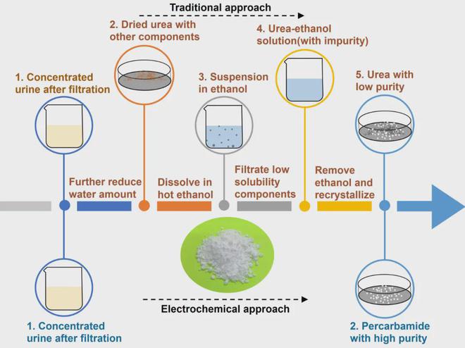 原位电化学突破—从废液中提取尿素转化为高纯度过氧尿素(图1)